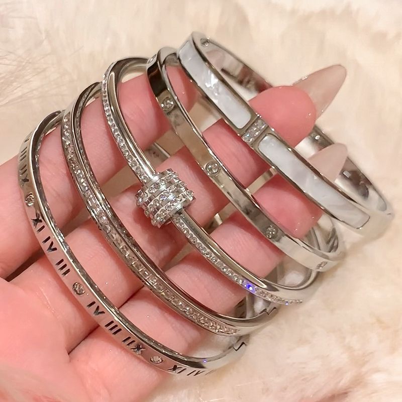 005# Love Bangle Bracelet, Stainless Steel Bracelets for Women Cubic Zirconia Friendship Jewelry, Valentines Mothers Day Stocking Stuffers Christmas Birthday Gift for Her