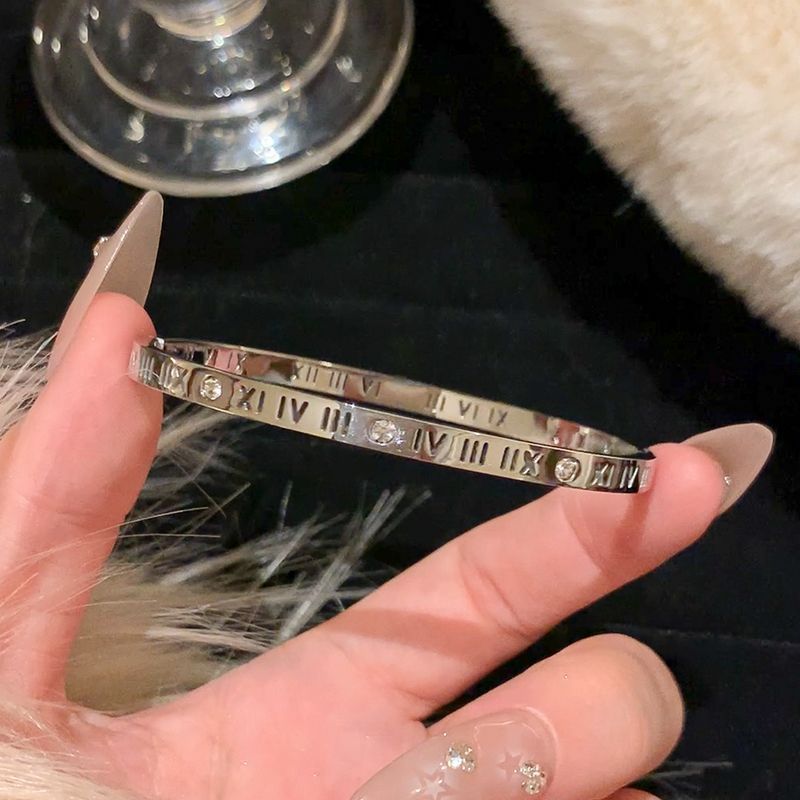 001# Love Friendship Stainless Steel Roman Numeral Bangle Bracelet Best Gifts Couples Valentine's Day