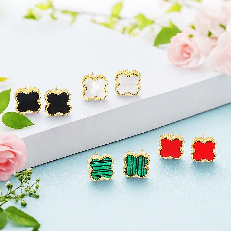 908# Stainless Steel Clover Earrings【D-01 to D-07】