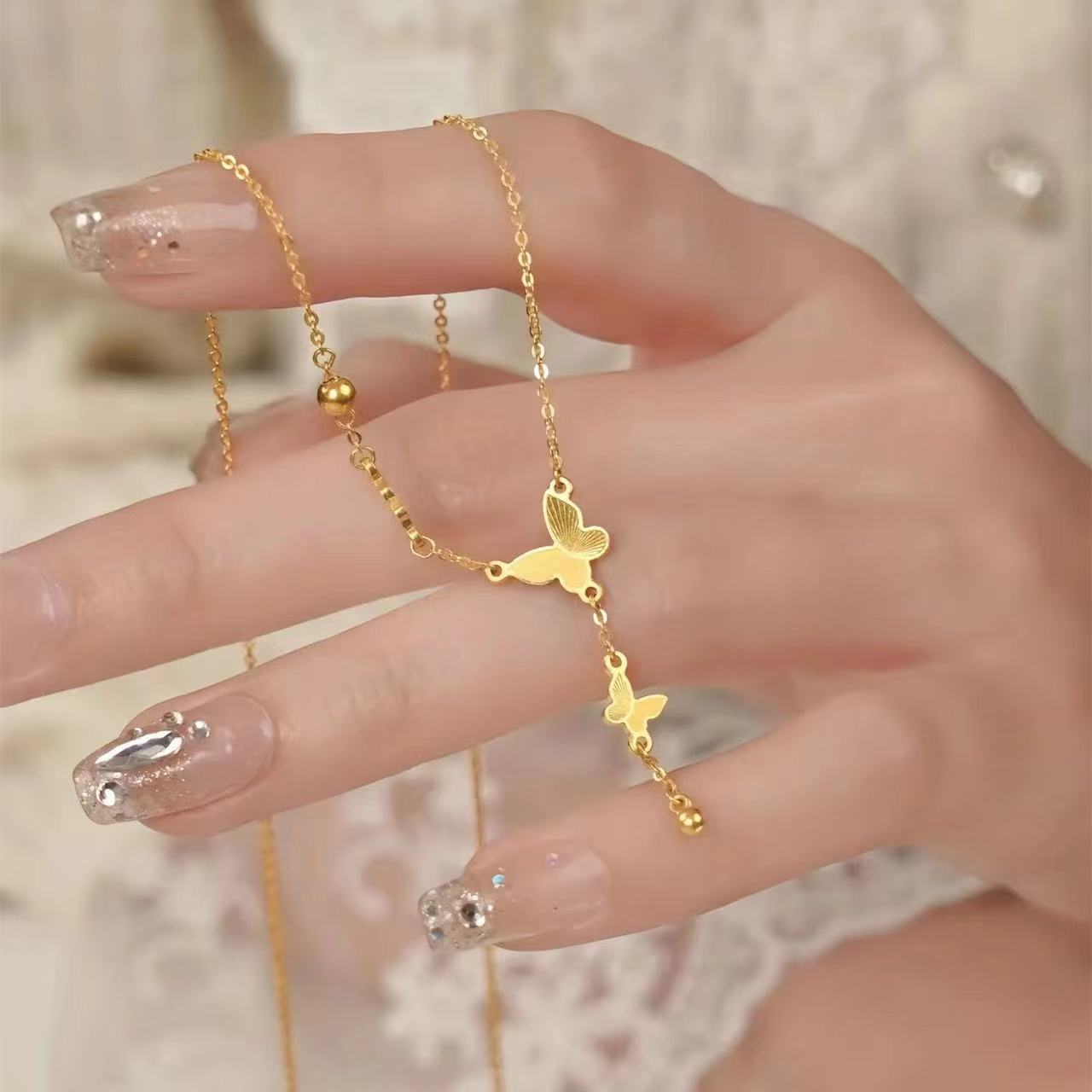 201# Graceful Butterfly Gold Color Necklace – A Symbol of Elegance and Freedom