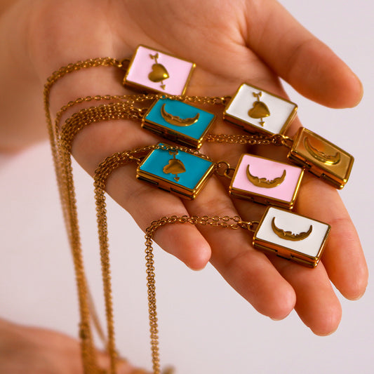 1103# Moon Love Color Book Oil Drop Pendant Stainless Steel Necklace Wholesale Clavicle Chain for Women