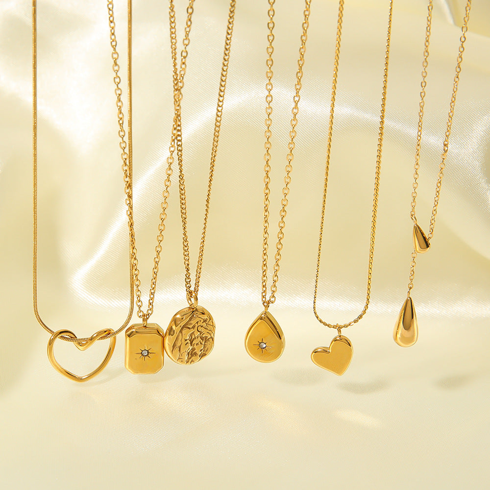 1105# Special-shaped love water drop pendant jewelry zircon lava necklace jewelry for women