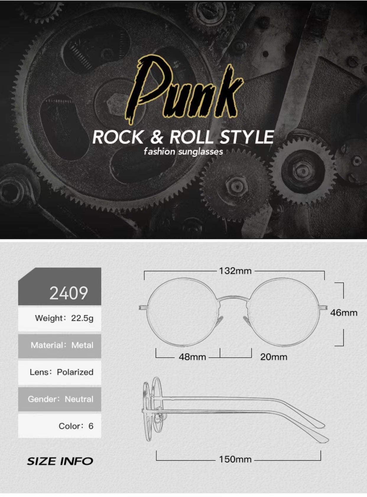 #1503 Retro - Inspired Round Sunglasses