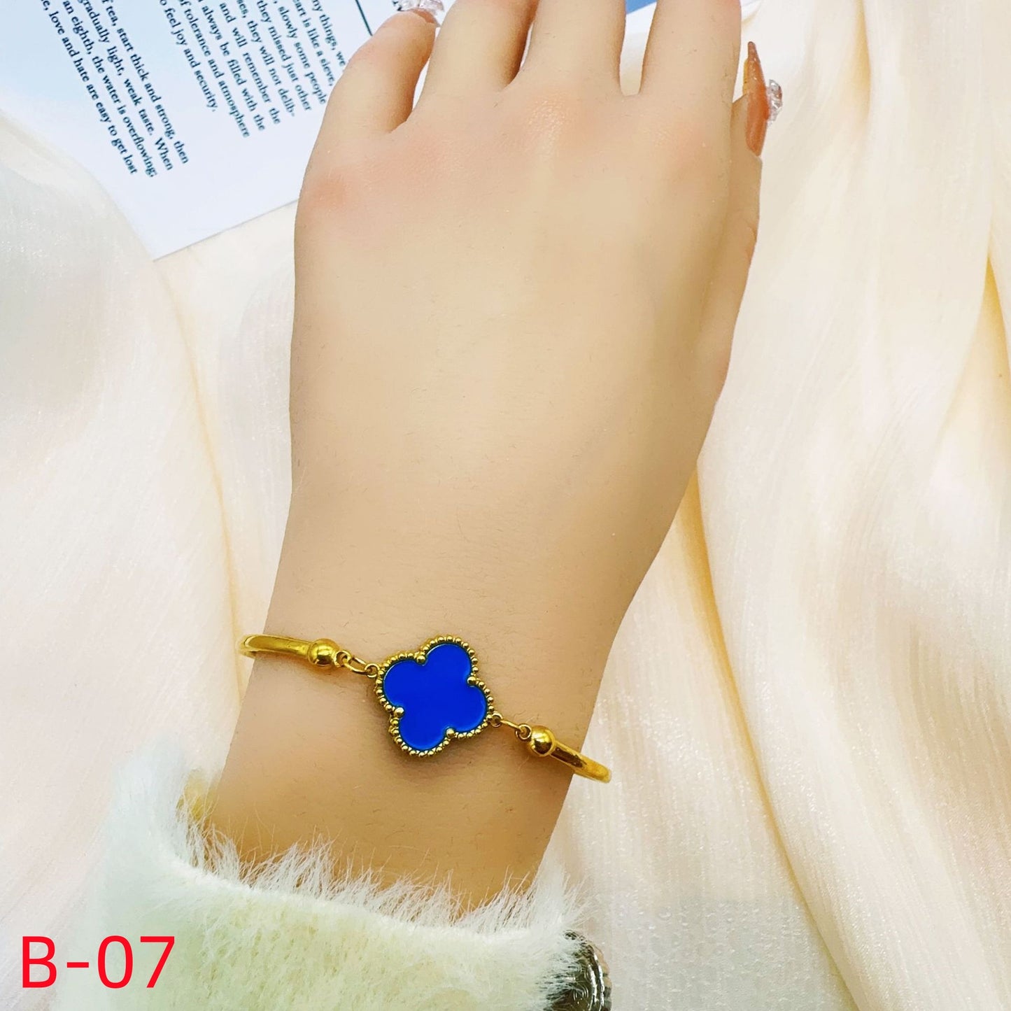 904# Stainless Steel Clover Bracelet【One Clover, B-01 to B-08】