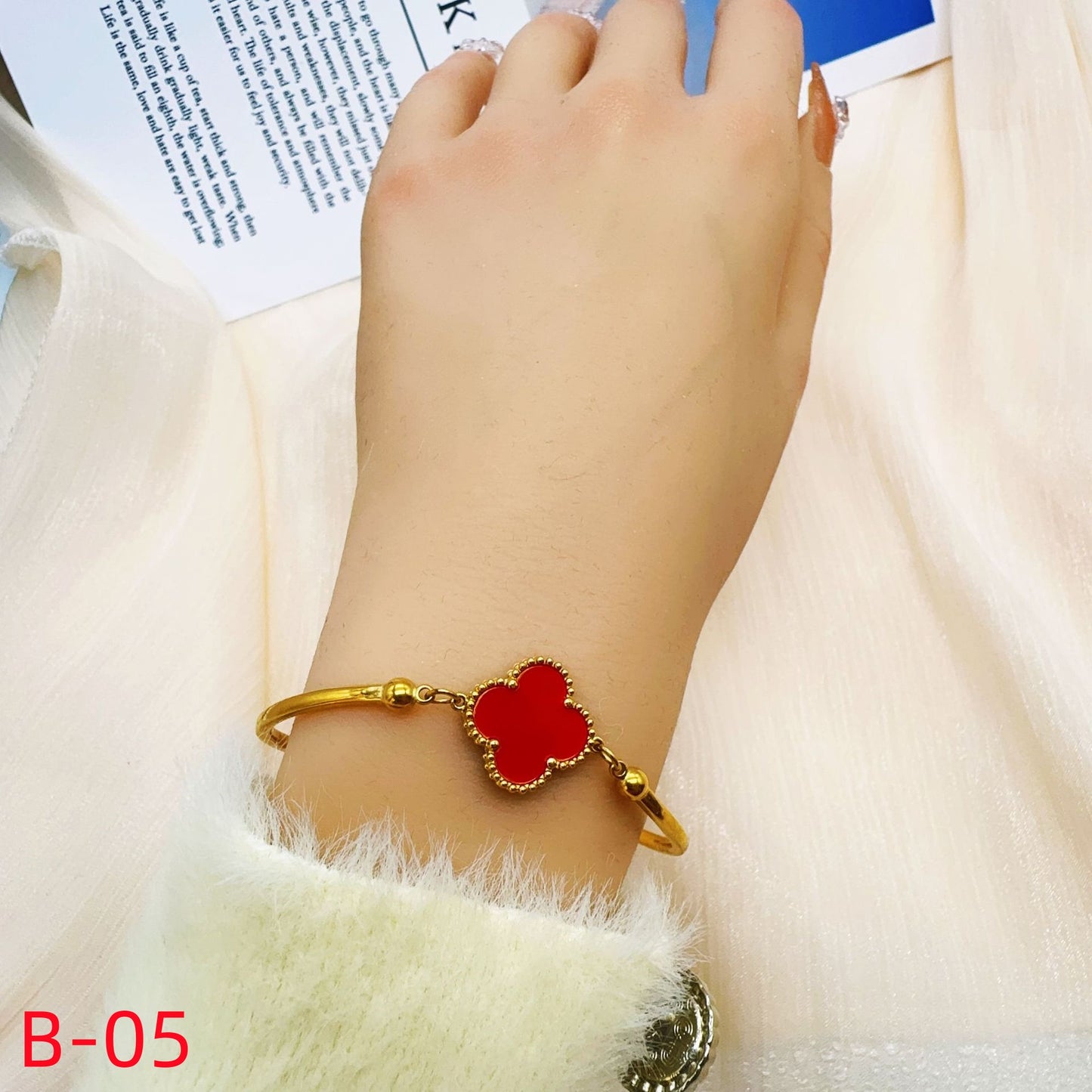 904# Stainless Steel Clover Bracelet【One Clover, B-01 to B-08】