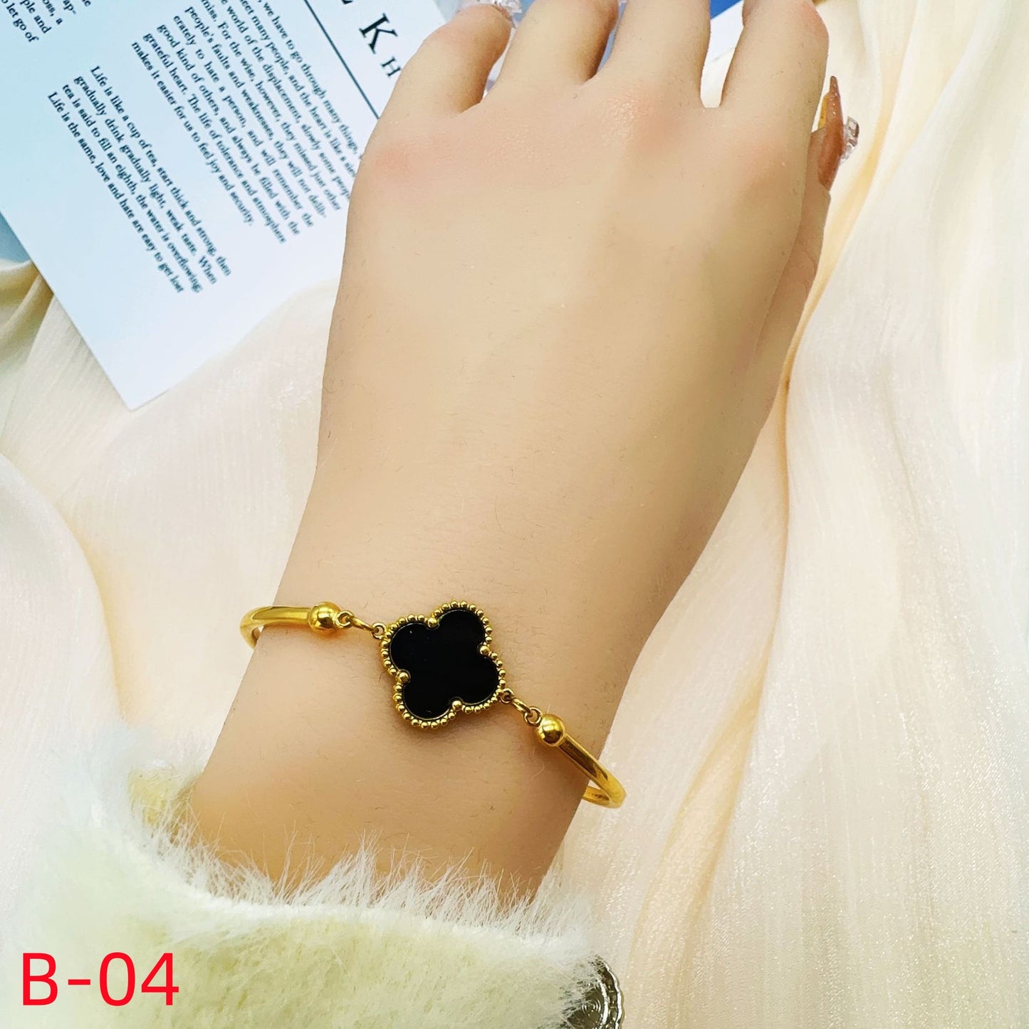 904# Stainless Steel Clover Bracelet【One Clover, B-01 to B-08】