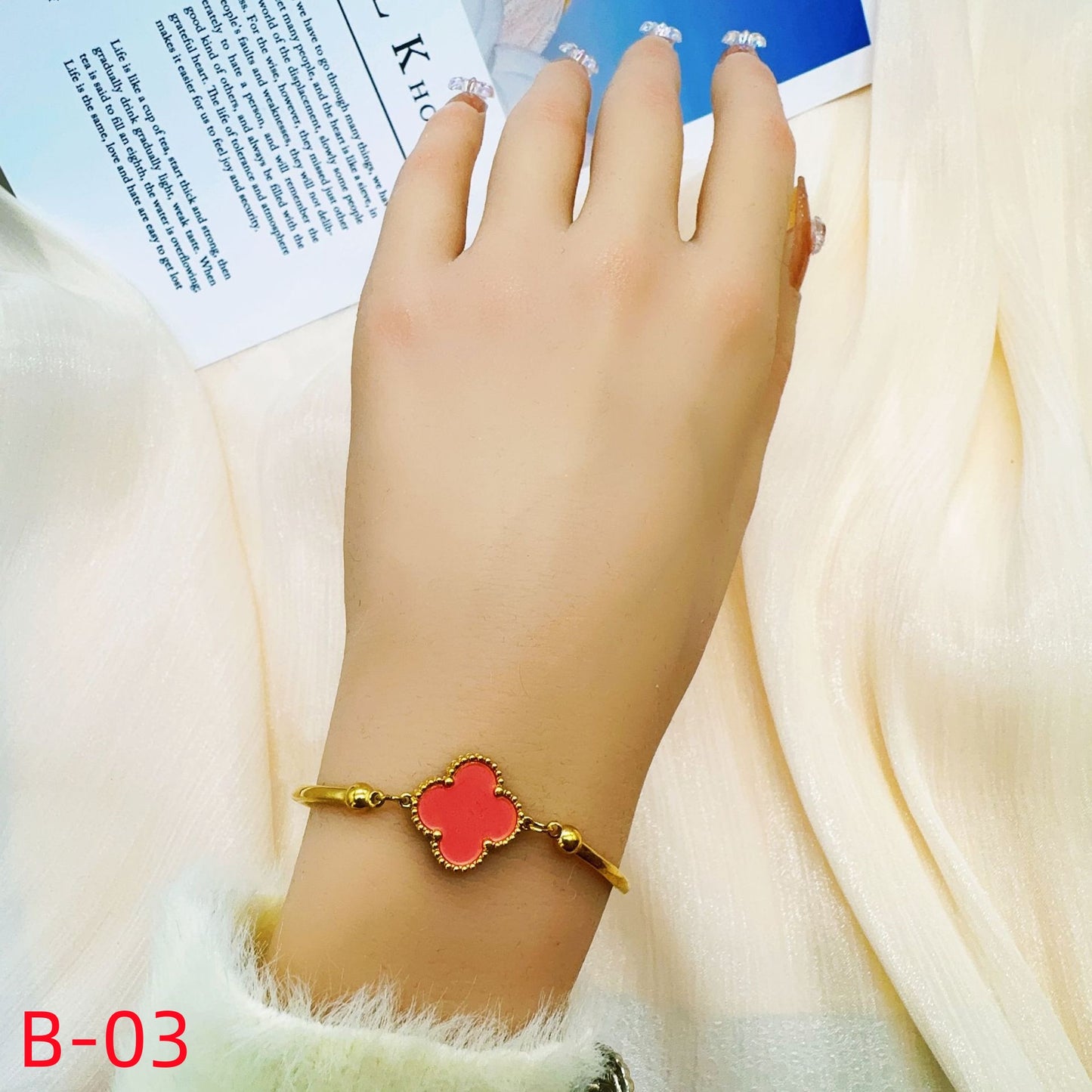 904# Stainless Steel Clover Bracelet【One Clover, B-01 to B-08】