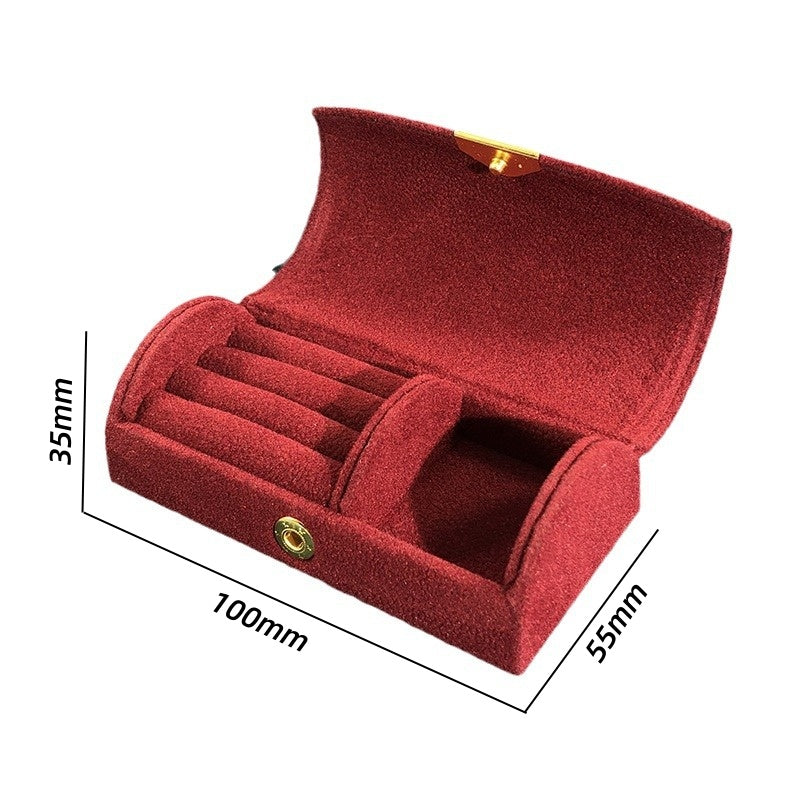 662# Jewelry Box, portable for travel, arched surface, Pearl velvet, jewelry storage box, fashion accessories packaging box