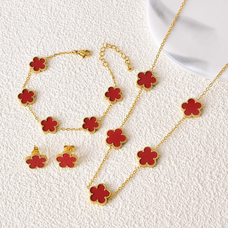 909# Stainless Steel Clover Jewelry 【Set Selling】