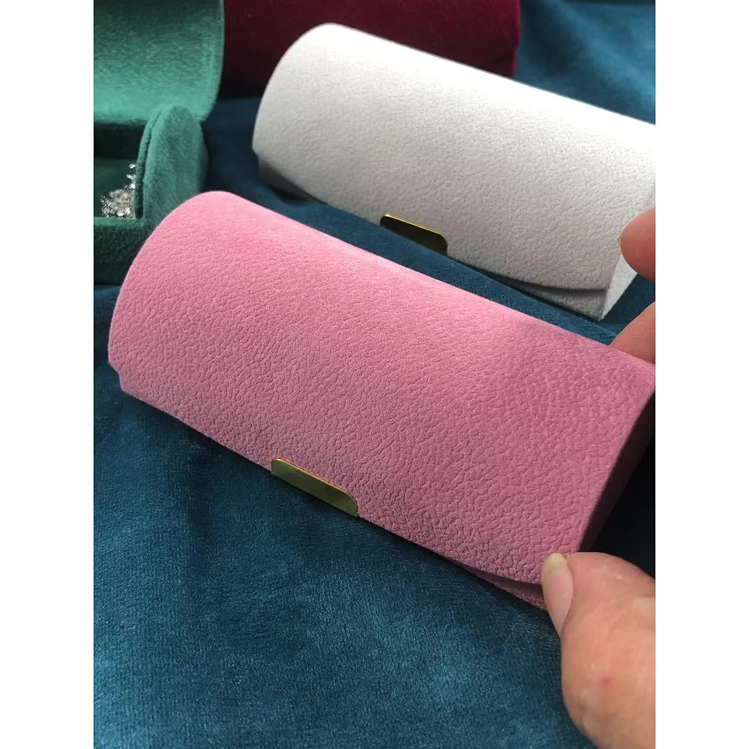 662# Jewelry Box, portable for travel, arched surface, Pearl velvet, jewelry storage box, fashion accessories packaging box