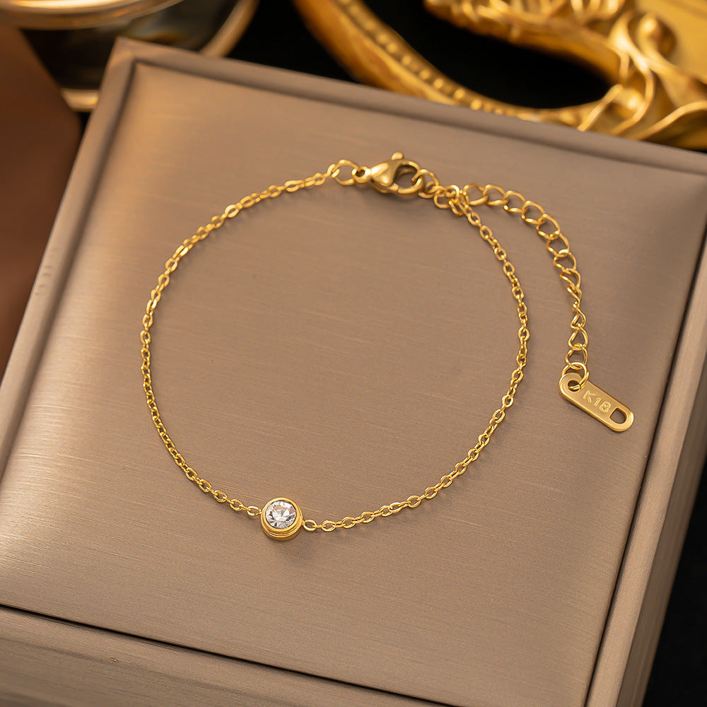 031# Elegant Sparkling Crystal - accented Gold Color Bracelet