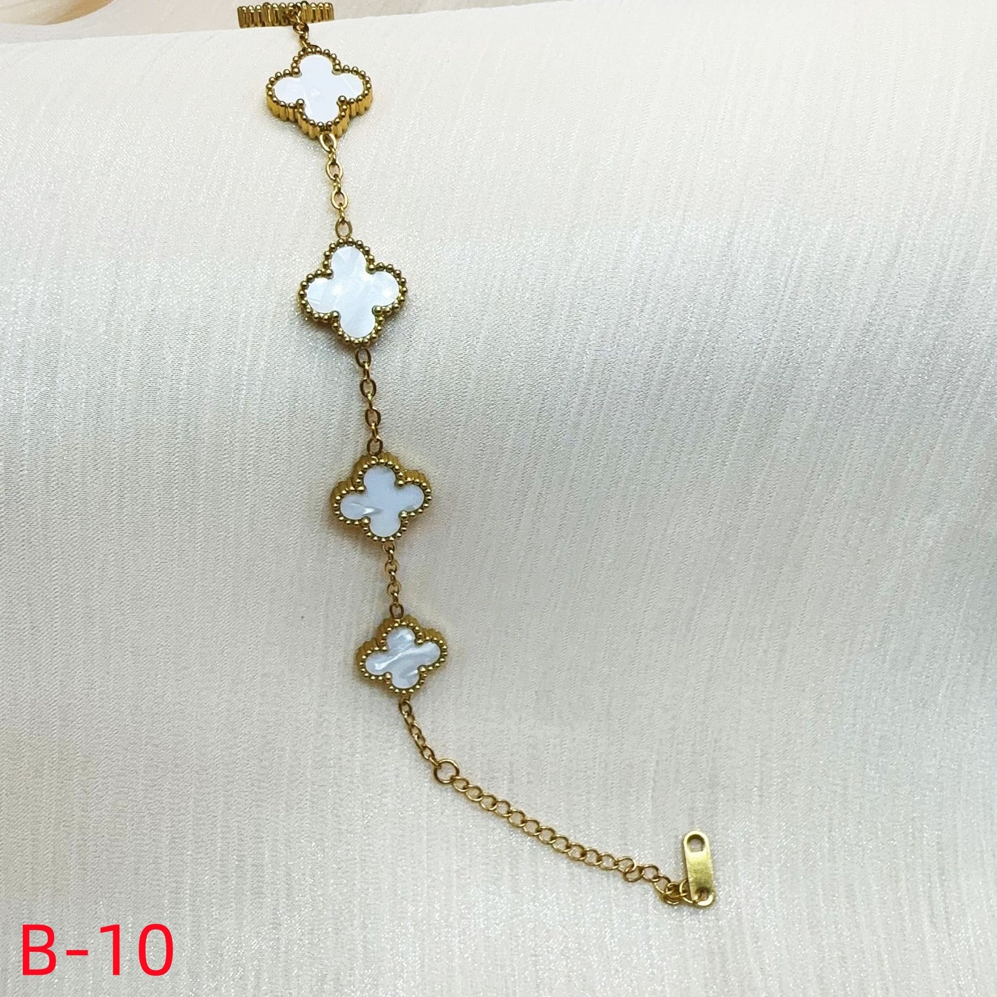 905# Stainless Steel Clover Bracelet【Five Clovers, B-09 to B-19】