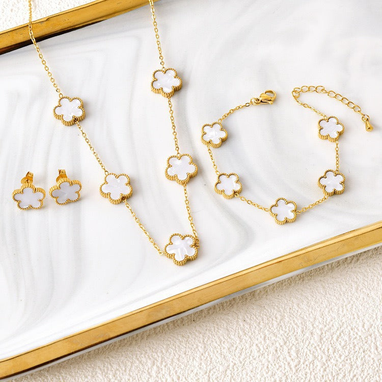 909# Stainless Steel Clover Jewelry 【Set Selling】