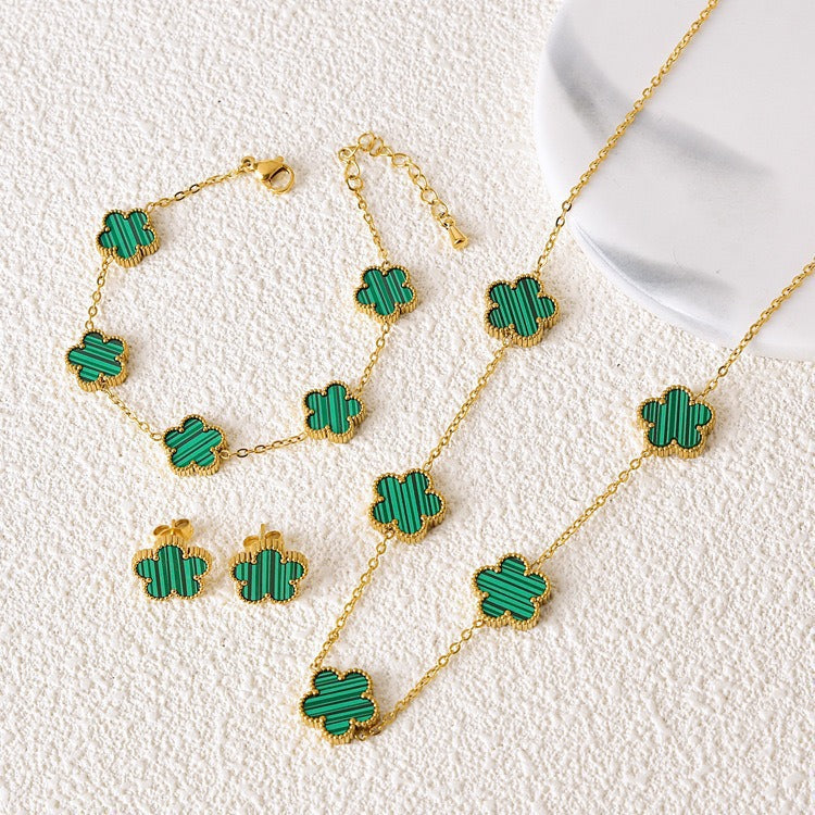 909# Stainless Steel Clover Jewelry 【Set Selling】