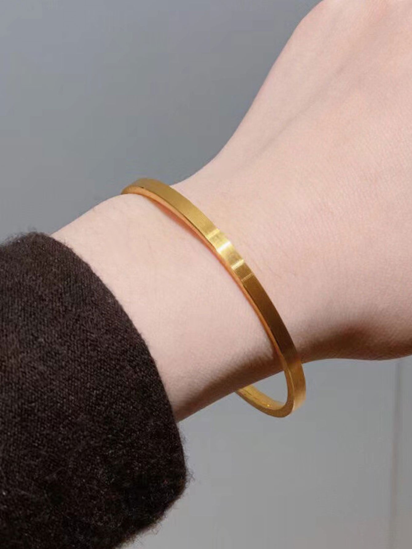 060# Elegant Minimalist Gold Bangle, Titanium steel bangle, glossy, stainless steel bangle, high-end, non-fading bangle