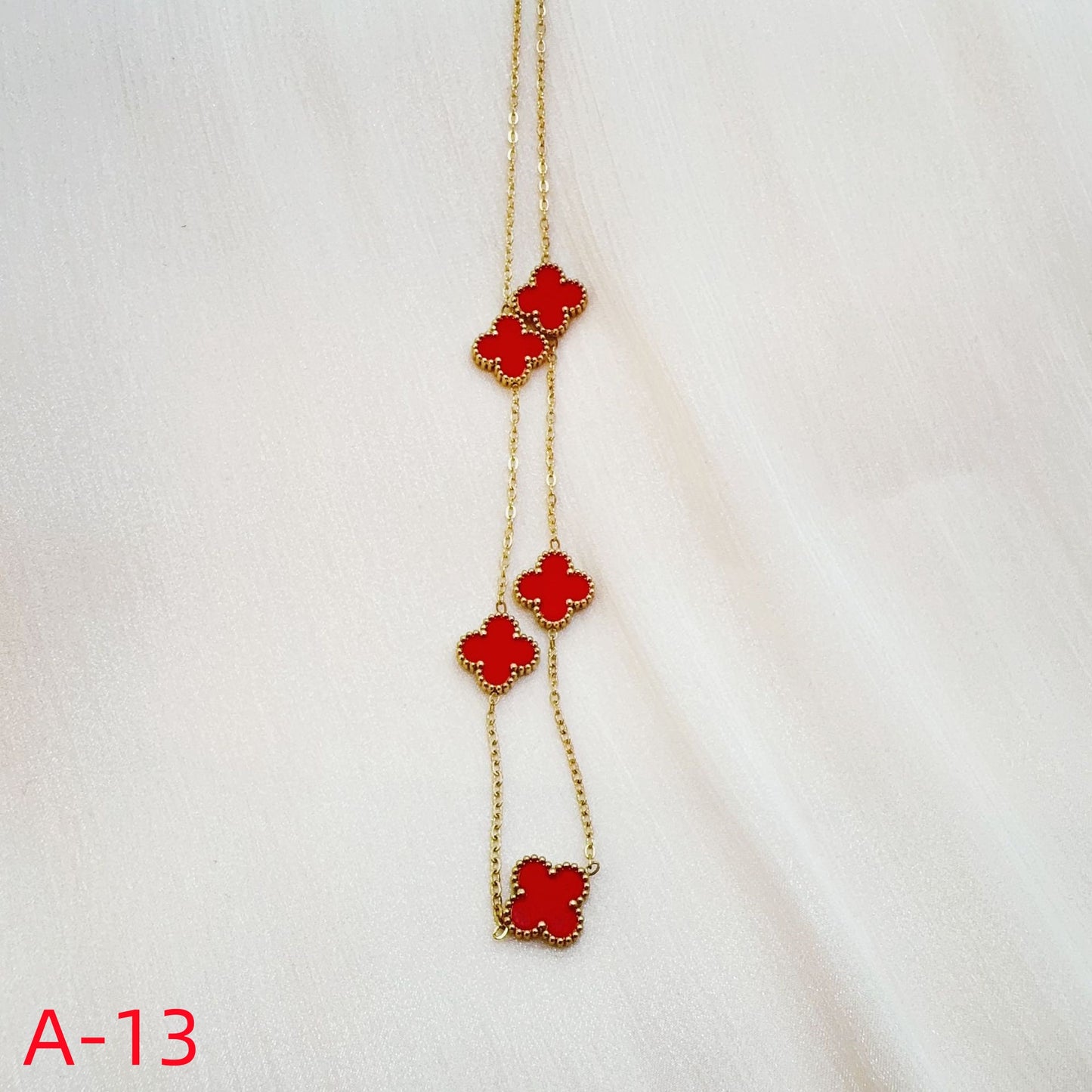 902# Stainless Steel Clover Necklace【Five Clovers, A-09 to A-15】