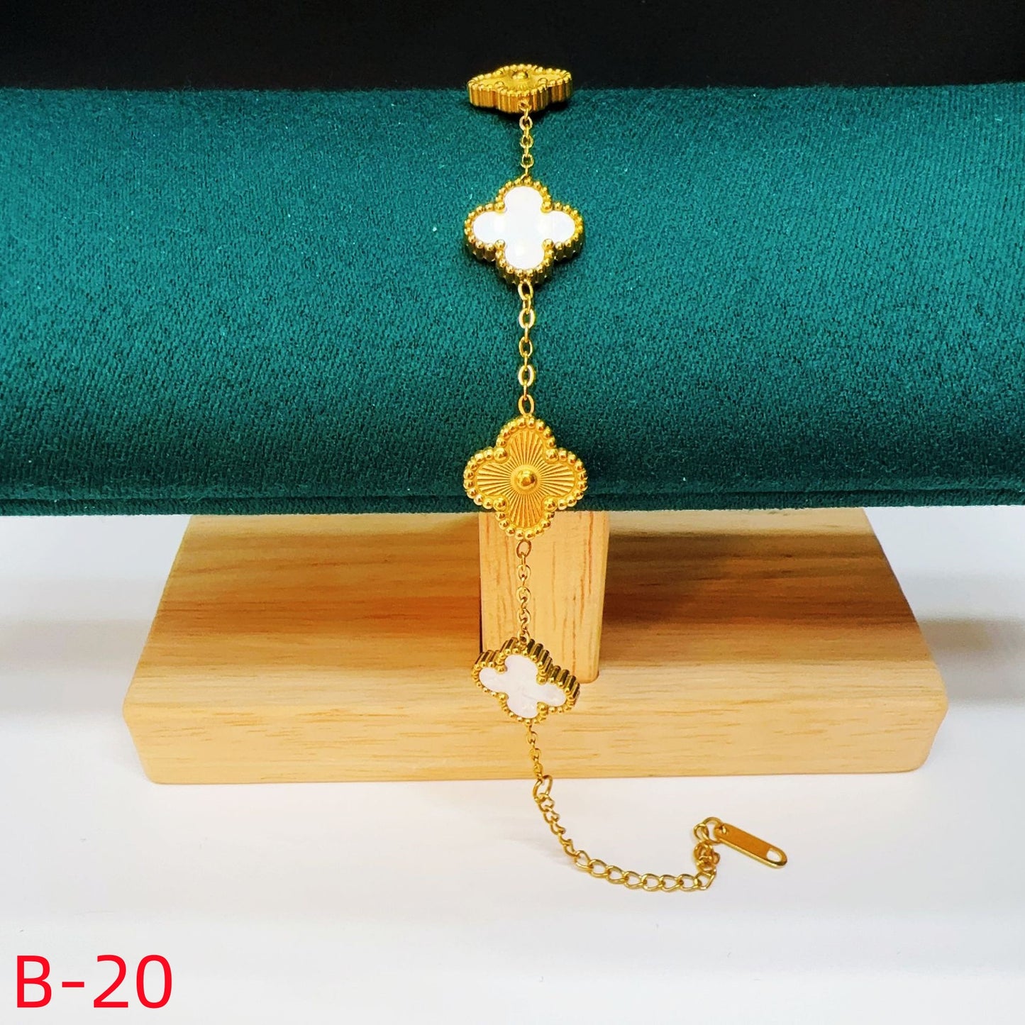 906# Stainless Steel Clover Bracelet【Colorful Five Clovers, B-20 to B-25】