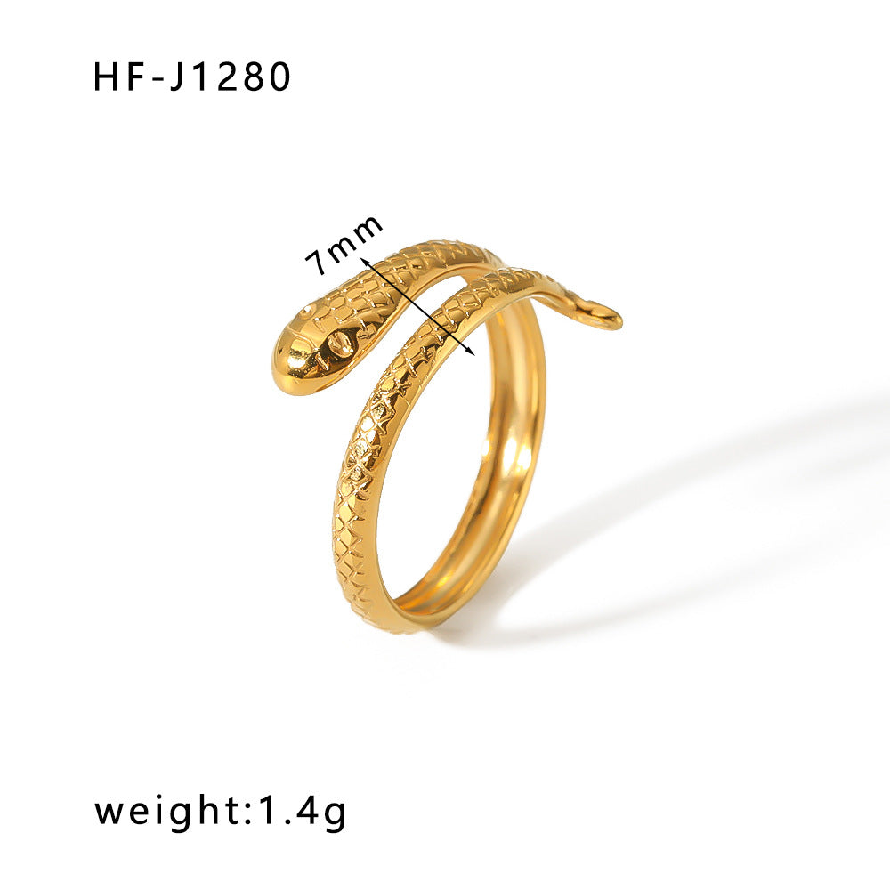 1005# French retro niche design irregular hydraulic ring 18k gold titanium steel open ring for women