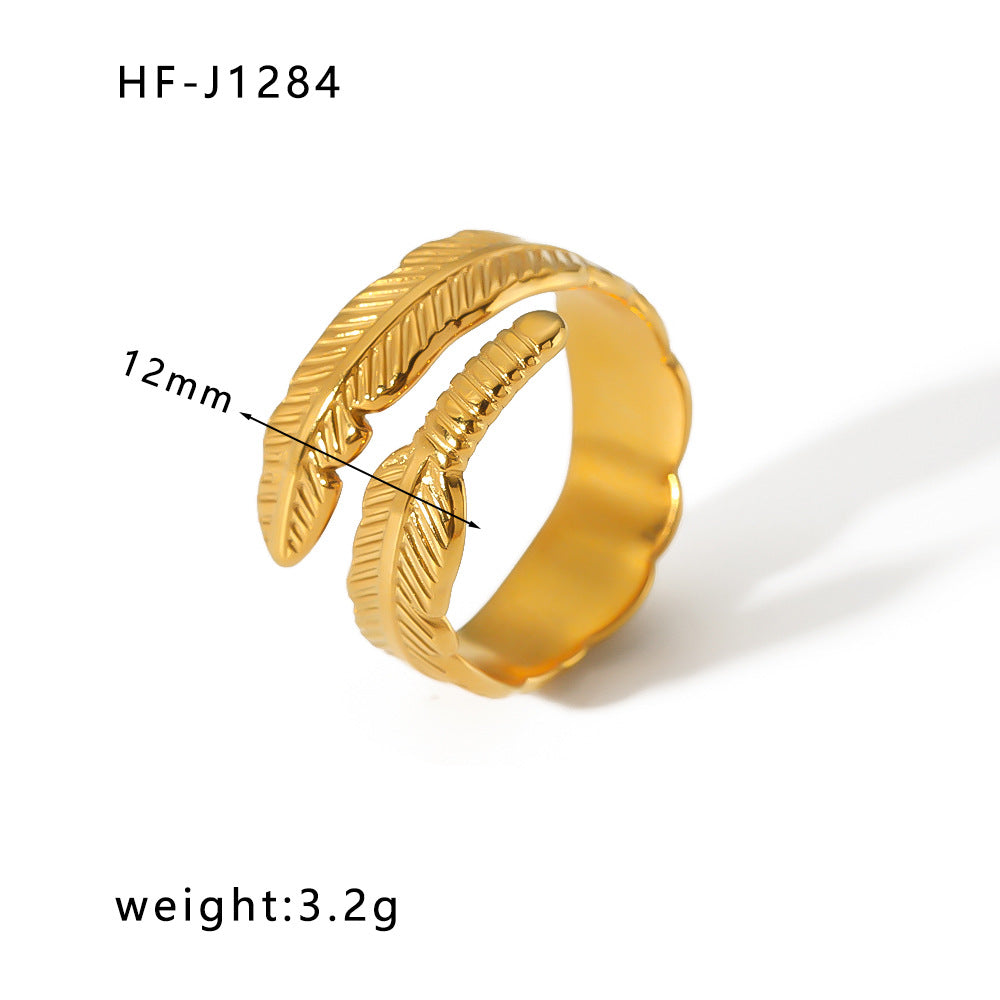1005# French retro niche design irregular hydraulic ring 18k gold titanium steel open ring for women