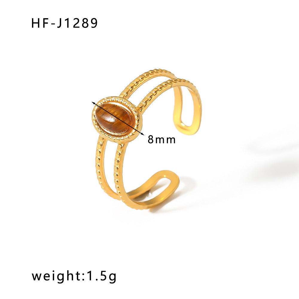 1005# French retro niche design irregular hydraulic ring 18k gold titanium steel open ring for women