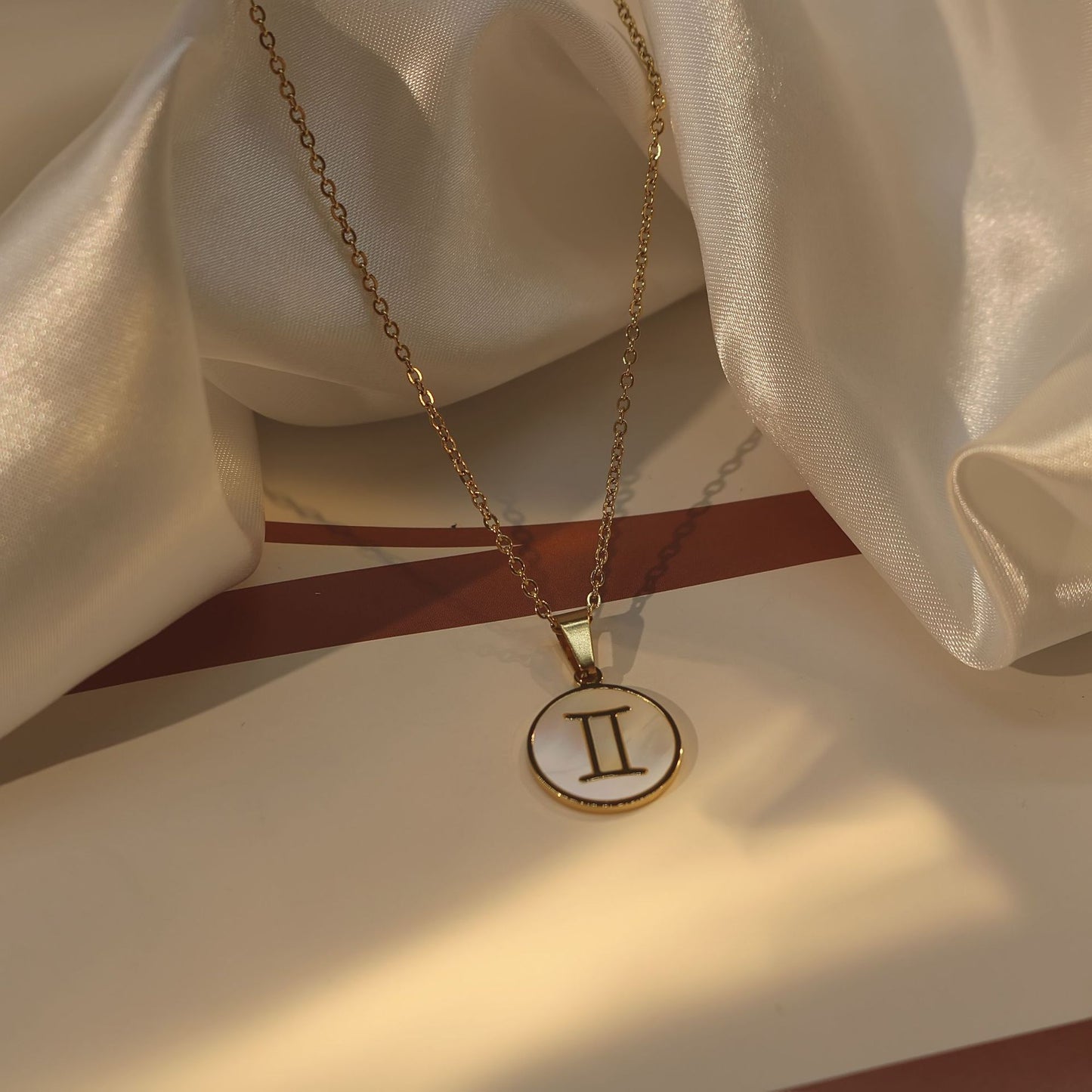 1102# Women's Zodiac White Seashell Stainless Steel 18K Gold Plated Factory Direct Selling Pendant Necklace Clavicle Chain Jewelry