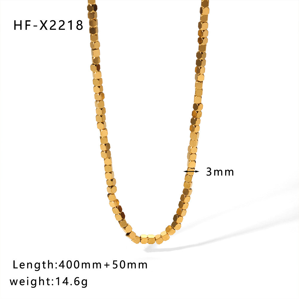 1108# Stainless steel high-grade cat's eye stone zircon pearl smiley face necklace women's light luxury necklace jewelry