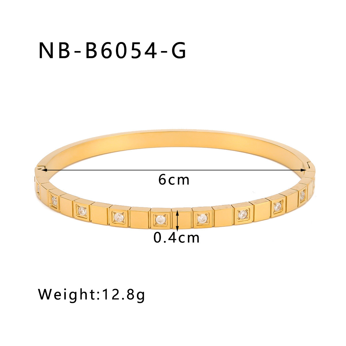 1201# Hot-selling zircon love quadrilateral geometric white zirconium green zirconium titanium steel real gold electroplating color-preserving jewelry bracelet