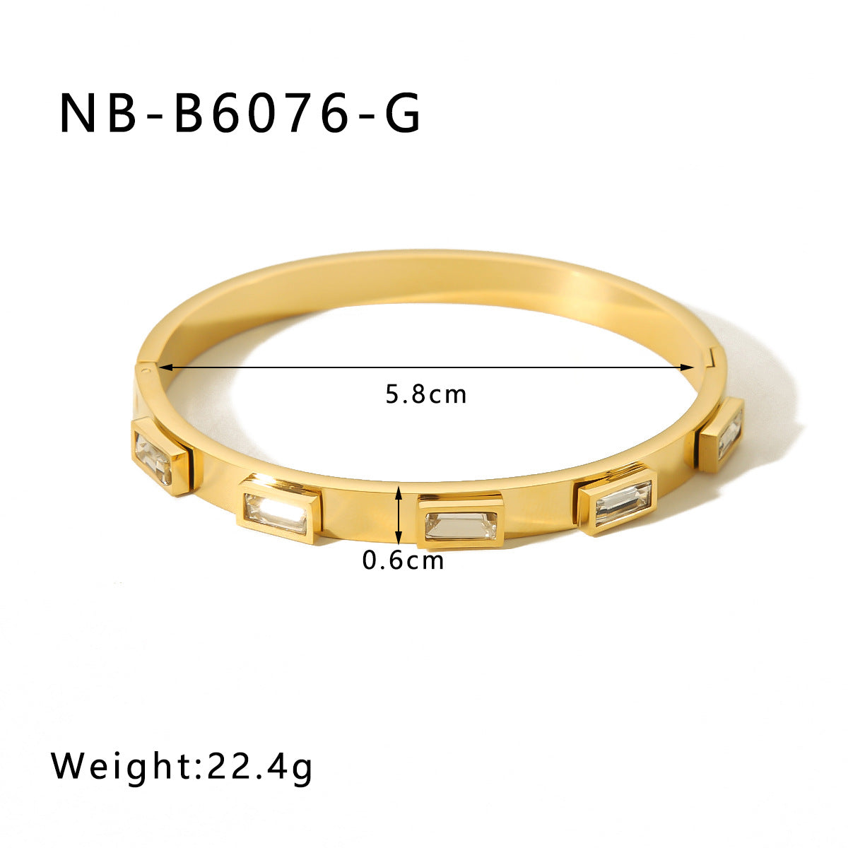 1201# Hot-selling zircon love quadrilateral geometric white zirconium green zirconium titanium steel real gold electroplating color-preserving jewelry bracelet