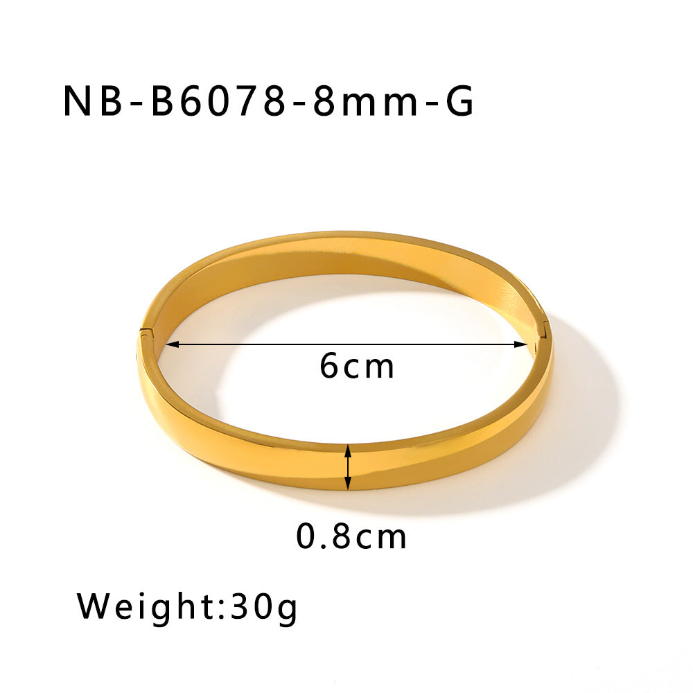 1201# Hot-selling zircon love quadrilateral geometric white zirconium green zirconium titanium steel real gold electroplating color-preserving jewelry bracelet