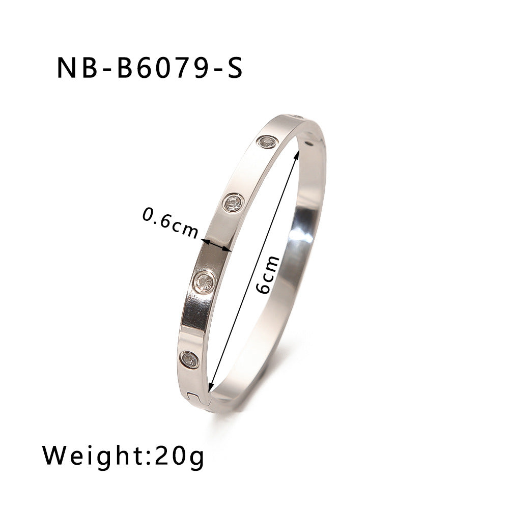 1210# French literary retro style non-fading real gold electroplated geometric zircon bracelet 18K waterproof jewelry