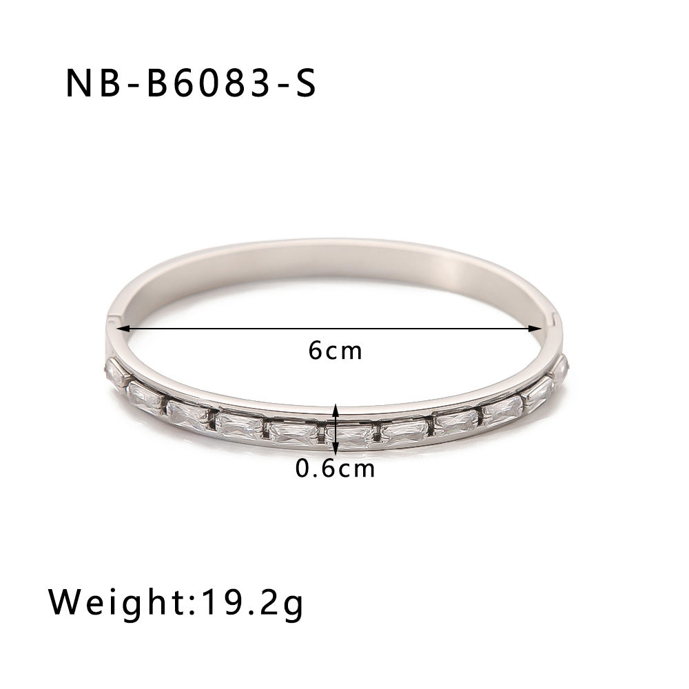 1210# French literary retro style non-fading real gold electroplated geometric zircon bracelet 18K waterproof jewelry