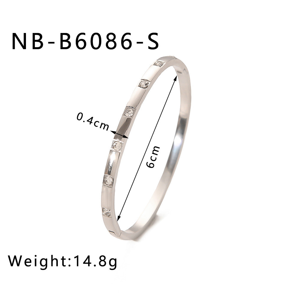 1210# French literary retro style non-fading real gold electroplated geometric zircon bracelet 18K waterproof jewelry