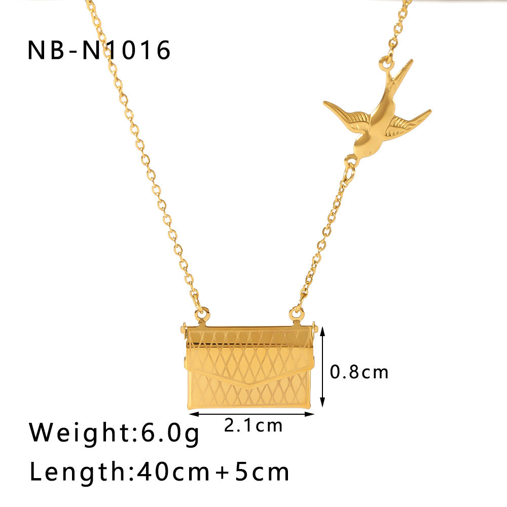 1101# Stainless steel couple book pendant necklace love opening and closing book necklace clavicle chain