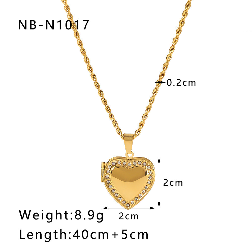 1101# Stainless steel couple book pendant necklace love opening and closing book necklace clavicle chain