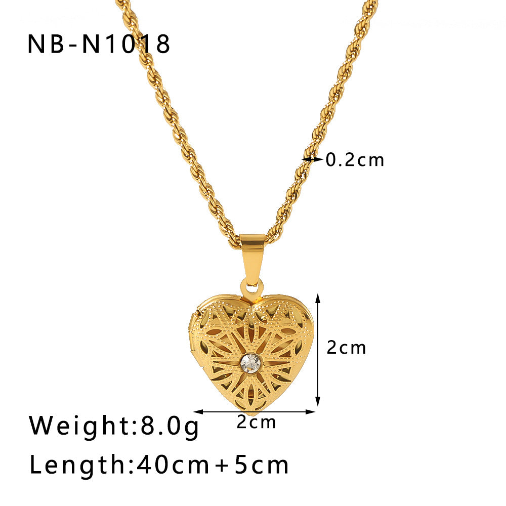 1101# Stainless steel couple book pendant necklace love opening and closing book necklace clavicle chain
