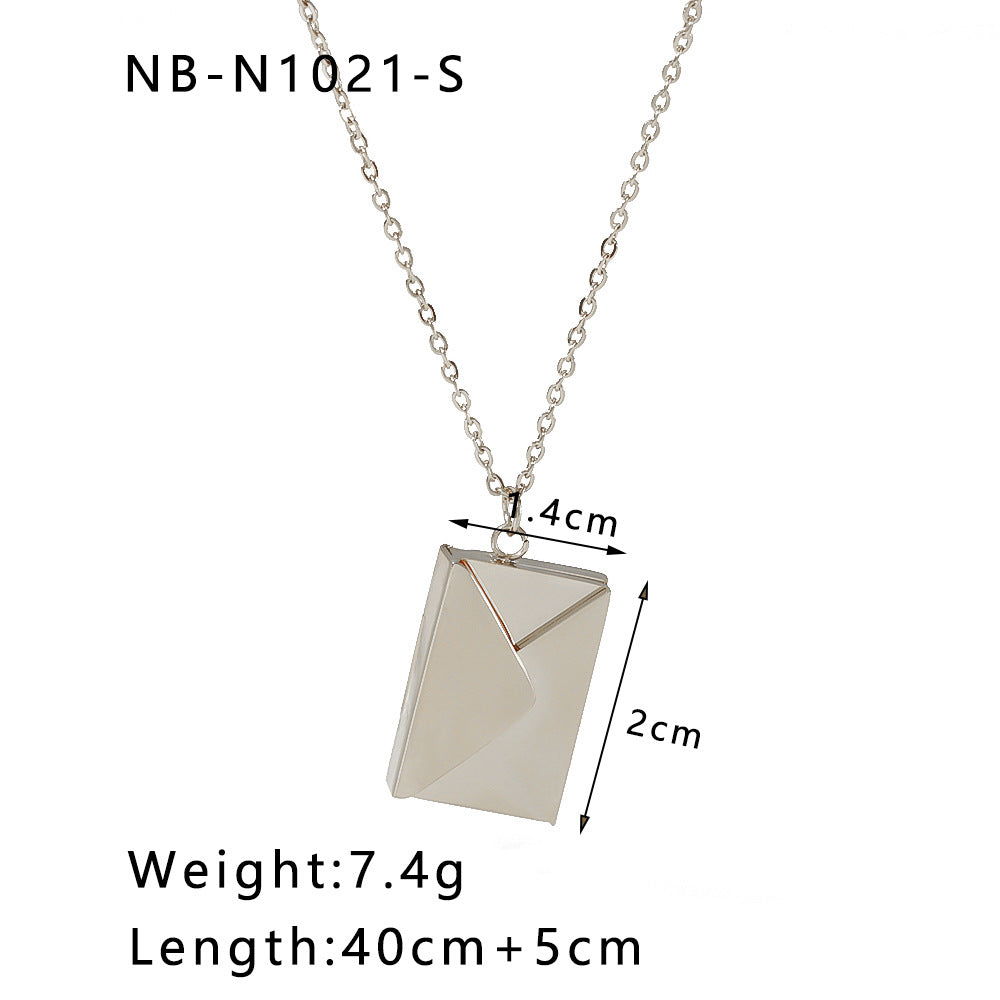 1101# Stainless steel couple book pendant necklace love opening and closing book necklace clavicle chain