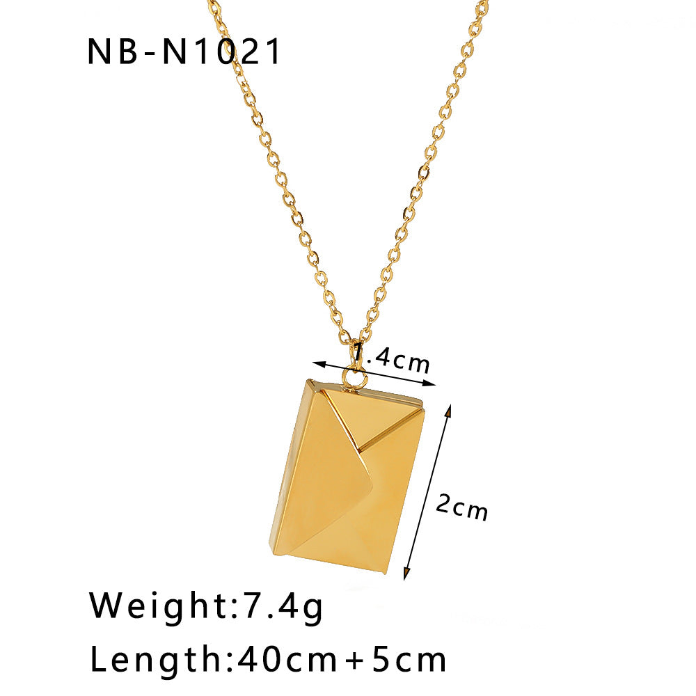 1101# Stainless steel couple book pendant necklace love opening and closing book necklace clavicle chain