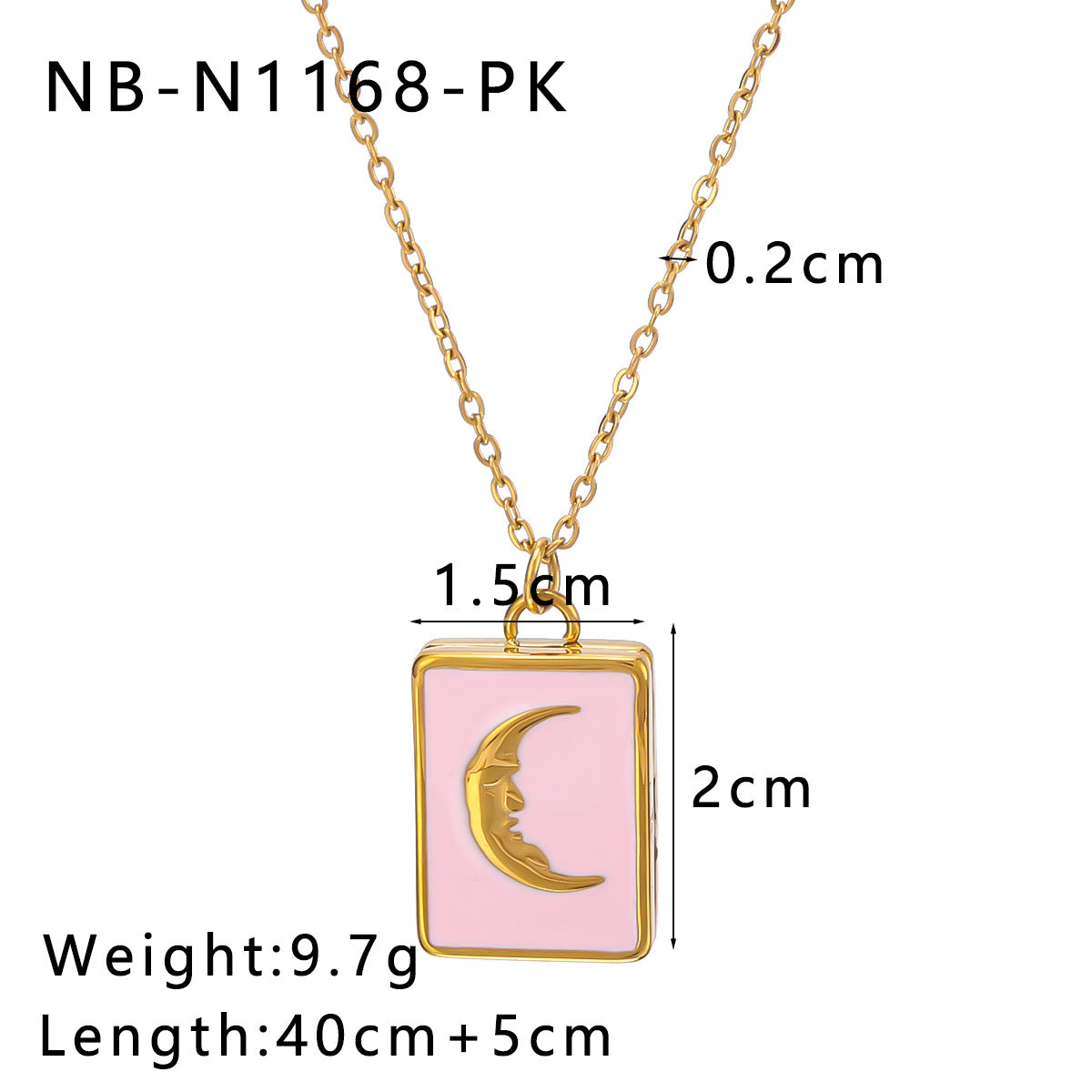 1103# Moon Love Color Book Oil Drop Pendant Stainless Steel Necklace Wholesale Clavicle Chain for Women