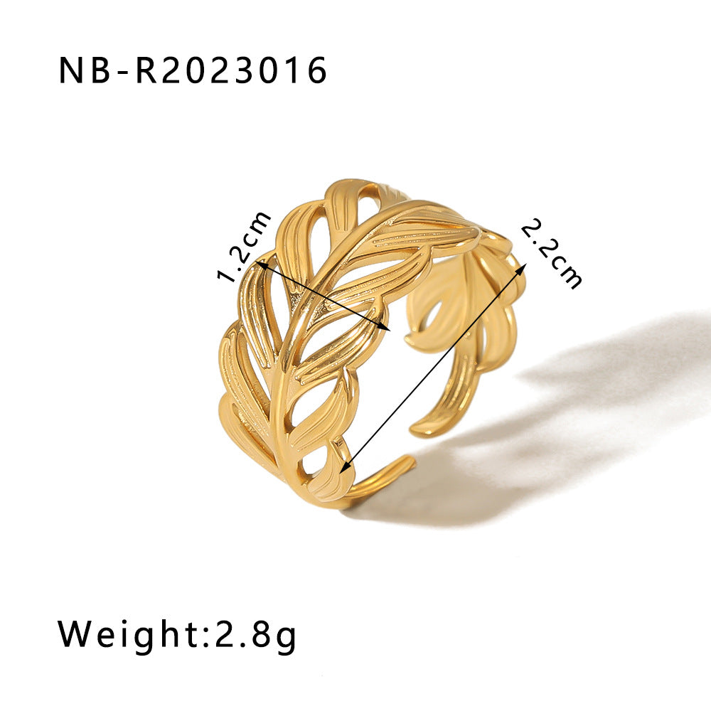 1002# Stainless steel open ring heart-shaped geometric titanium steel ring fashion simple personalized ring for women