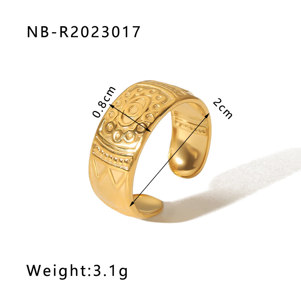 1002# Stainless steel open ring heart-shaped geometric titanium steel ring fashion simple personalized ring for women
