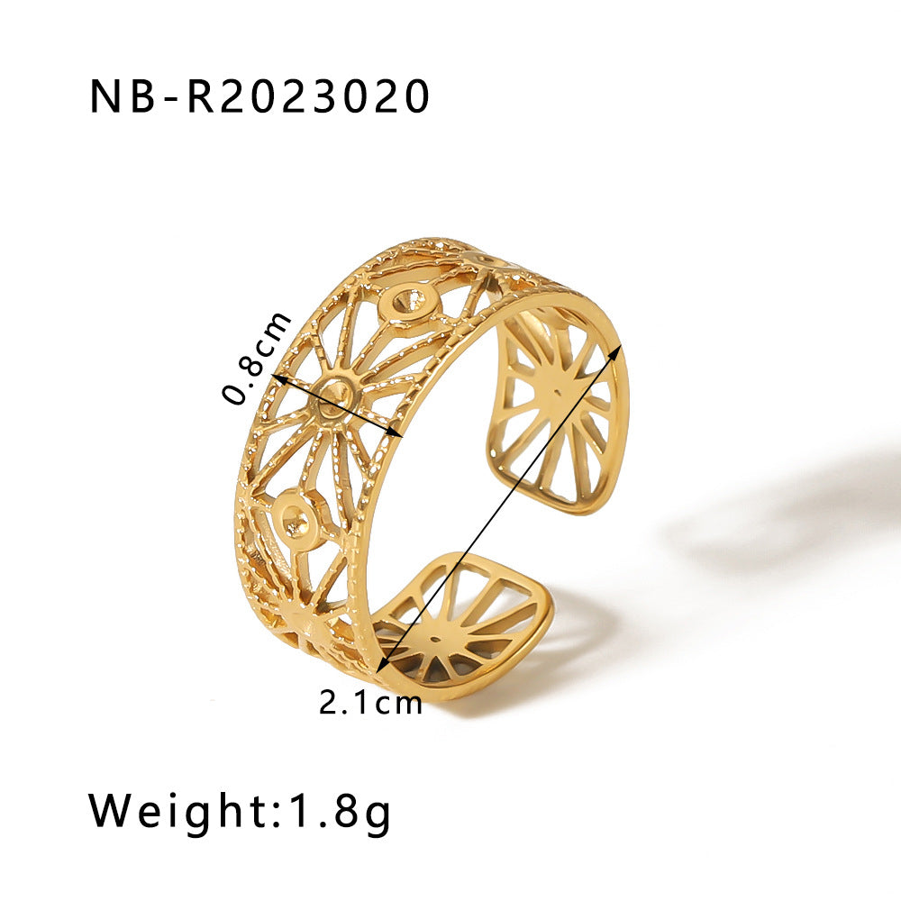 1002# Stainless steel open ring heart-shaped geometric titanium steel ring fashion simple personalized ring for women