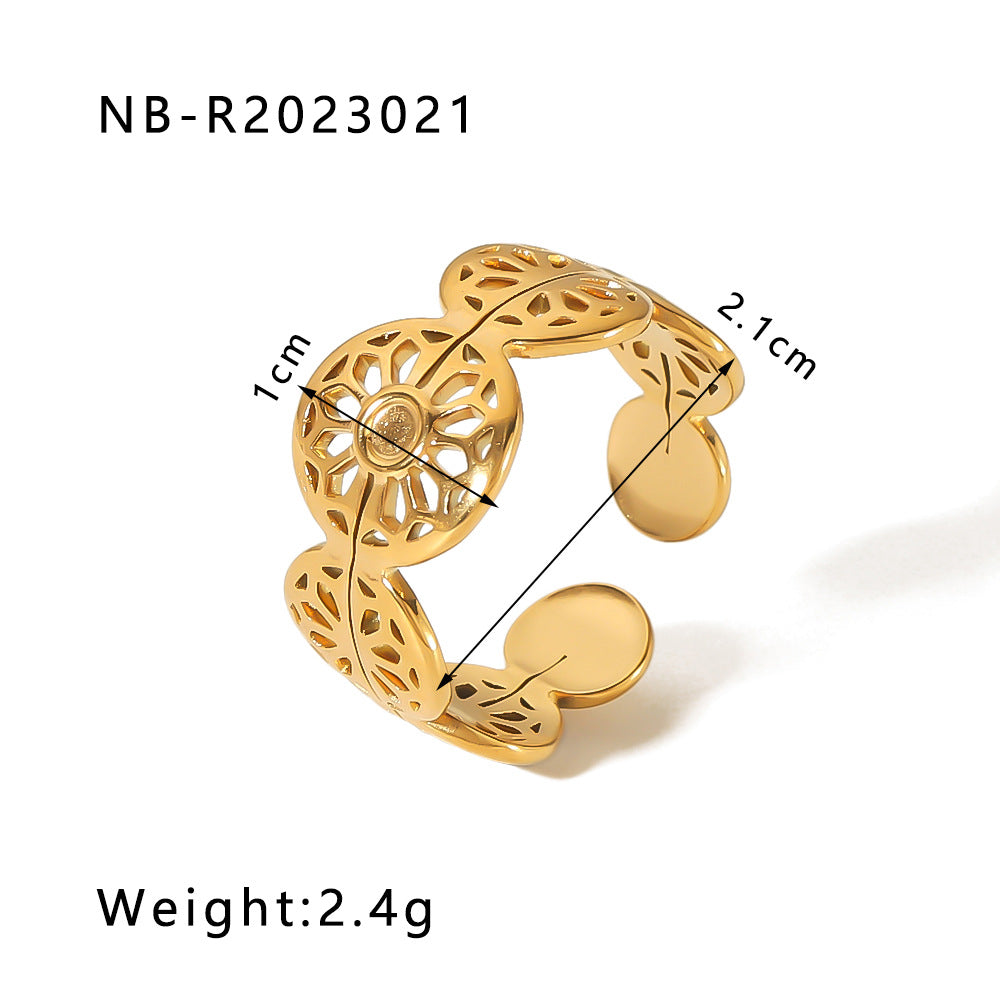 1002# Stainless steel open ring heart-shaped geometric titanium steel ring fashion simple personalized ring for women