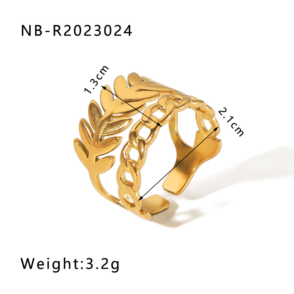 1002# Stainless steel open ring heart-shaped geometric titanium steel ring fashion simple personalized ring for women