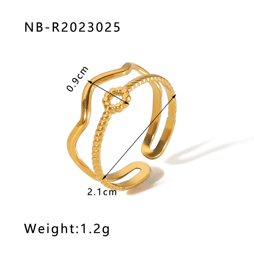 1002# Stainless steel open ring heart-shaped geometric titanium steel ring fashion simple personalized ring for women