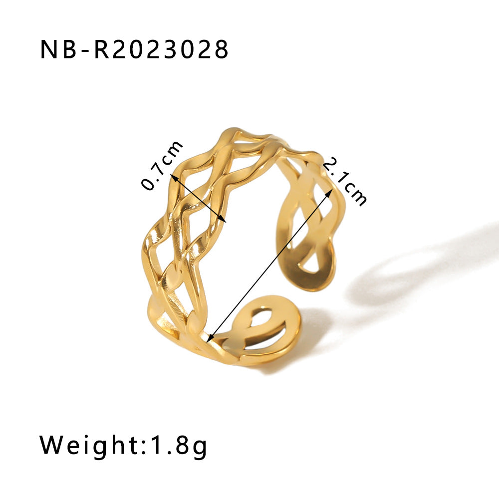 1002# Stainless steel open ring heart-shaped geometric titanium steel ring fashion simple personalized ring for women