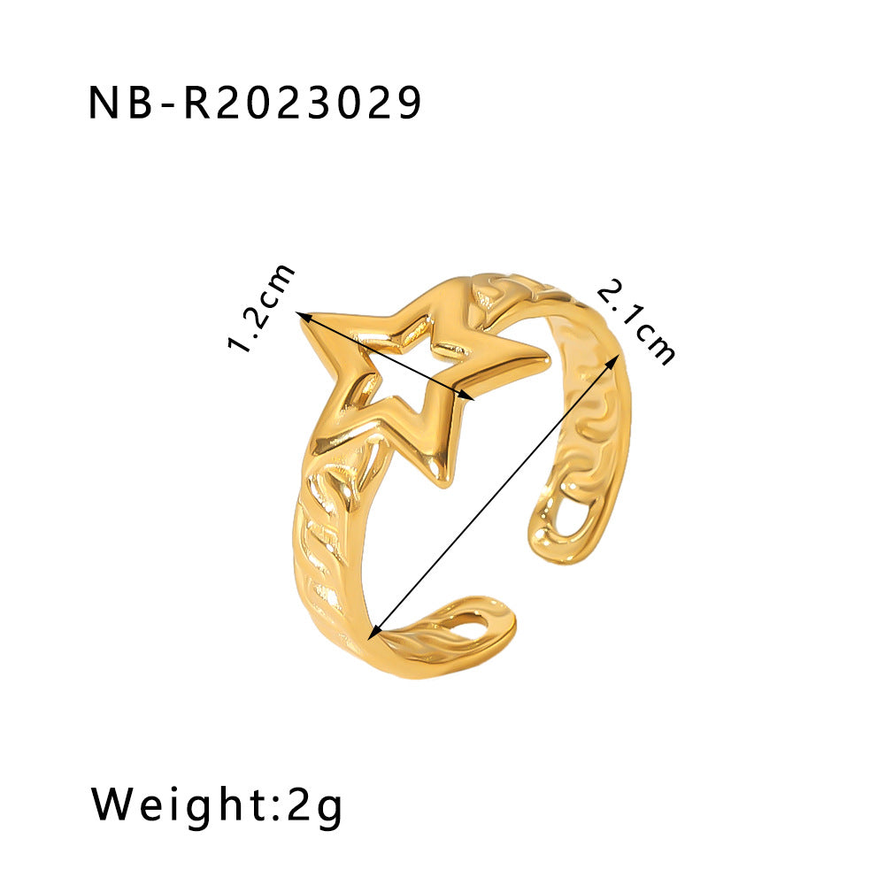1002# Stainless steel open ring heart-shaped geometric titanium steel ring fashion simple personalized ring for women