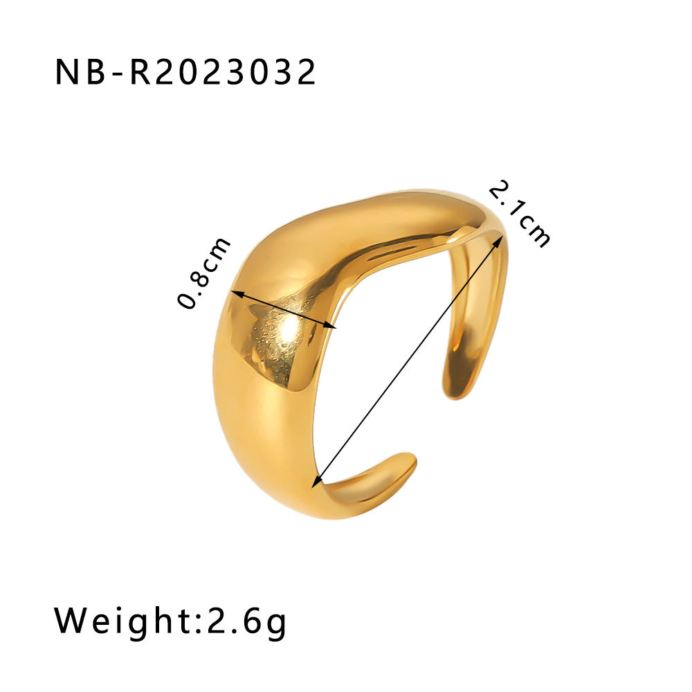 1002# Stainless steel open ring heart-shaped geometric titanium steel ring fashion simple personalized ring for women