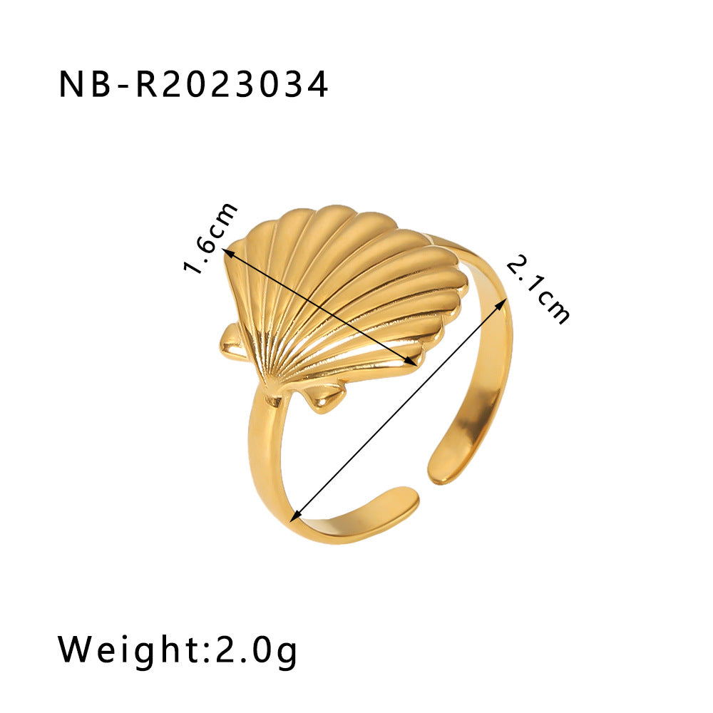 1002# Stainless steel open ring heart-shaped geometric titanium steel ring fashion simple personalized ring for women