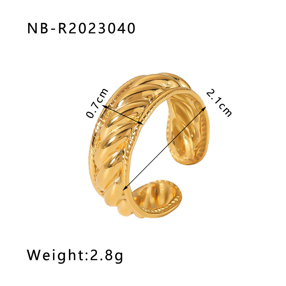 1002# Stainless steel open ring heart-shaped geometric titanium steel ring fashion simple personalized ring for women