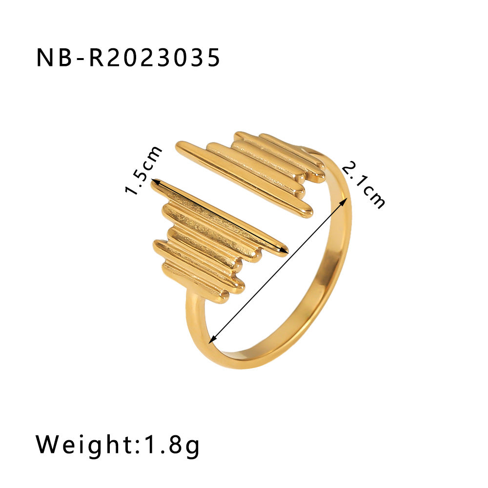 1002# Stainless steel open ring heart-shaped geometric titanium steel ring fashion simple personalized ring for women